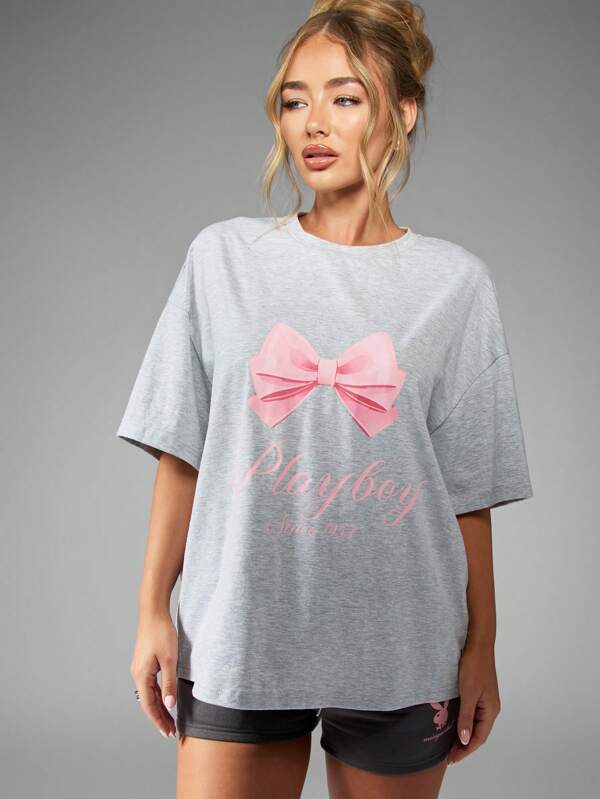 missguided Missguided x Playboy Oversized Retro Graphic Print T-Shirt