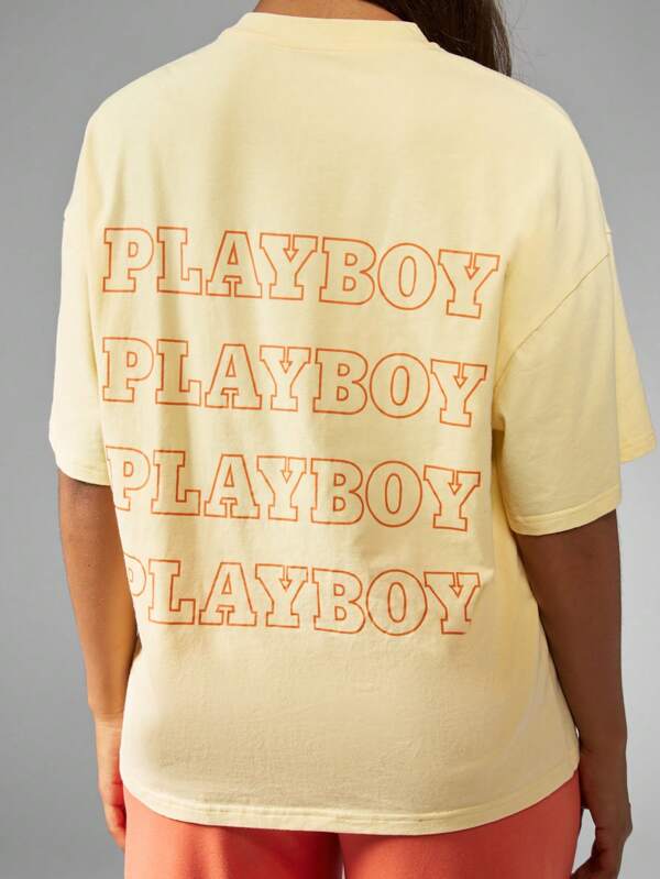 missguided Missguided x Playboy Oversized Retro Style Fashion Casual Graphic T-Shirt With Logo Print
