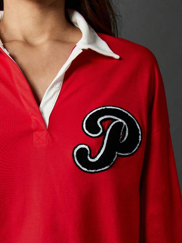 Missguided Missguided X Playboy Oversized Rugby Top With Collared Neckline And Bunny Print