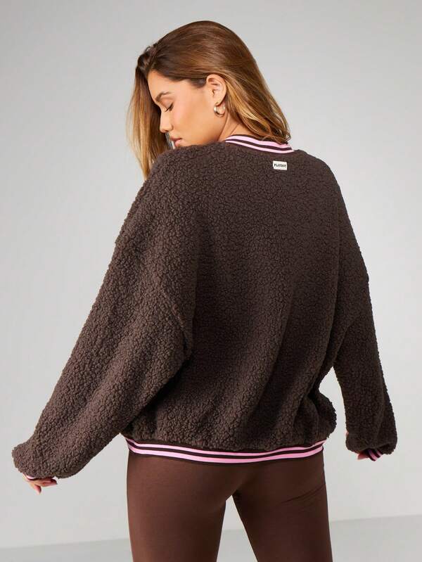 Missguided Missguided X Playboy Oversized Sherpa Sweatshirt With Contrast Trim