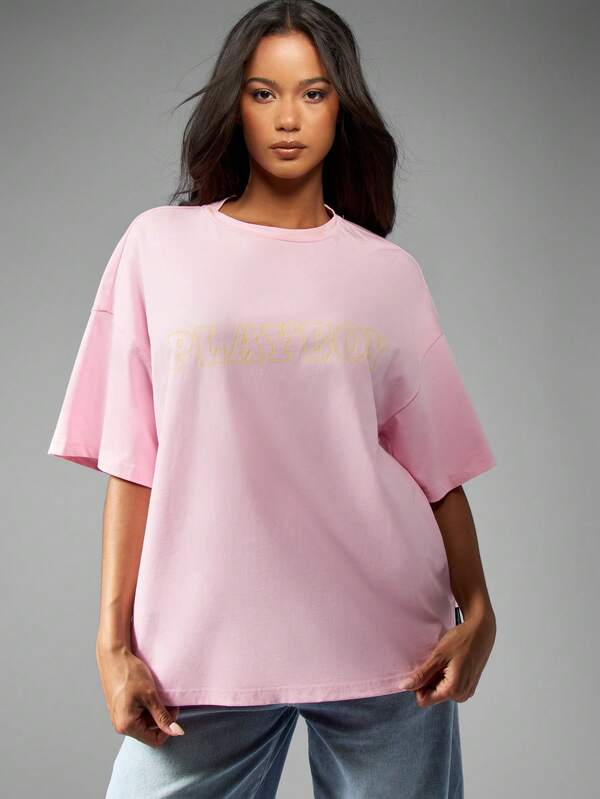 Missguided Missguided X Playboy Oversized Short Sleeve Cotton Bunny Graphic T-Shirt
