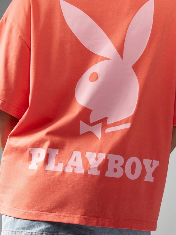 Missguided Missguided X Playboy Oversized Statement Graphic Print Cotton T-Shirt