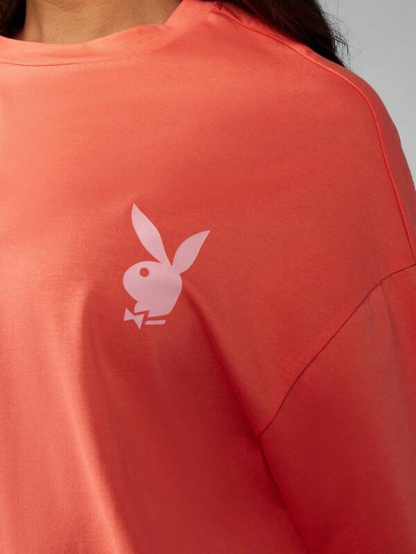 Missguided Missguided X Playboy Oversized Statement Graphic Print Cotton T-Shirt