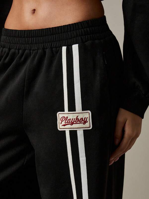 Missguided Missguided X Playboy Oversized Striped Wide Leg Joggers