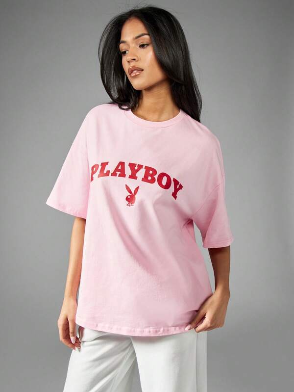 Missguided Missguided X Playboy Oversized T-Shirt Retro Style Streetwear Comfort
