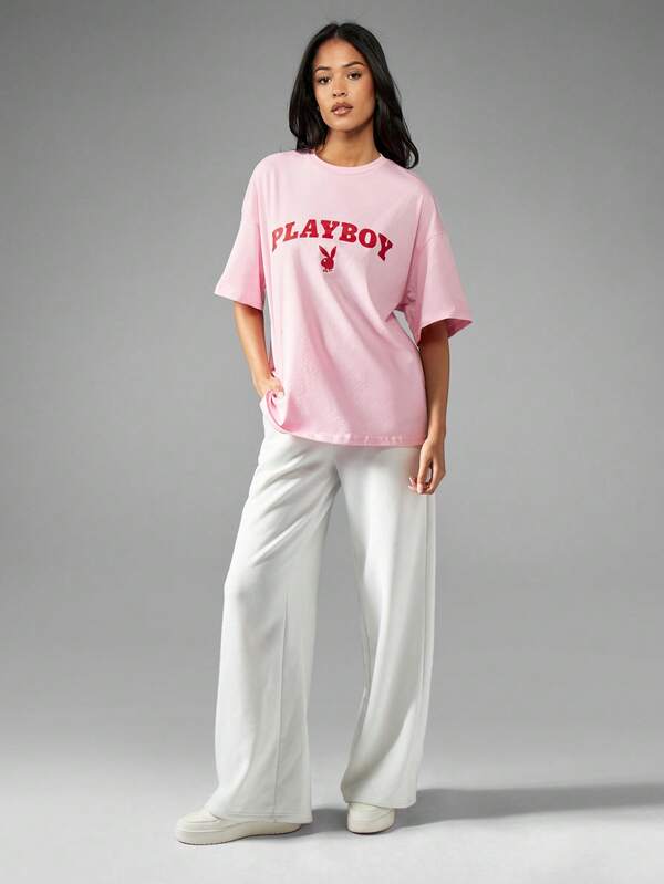 Missguided Missguided X Playboy Oversized T-Shirt Retro Style Streetwear Comfort
