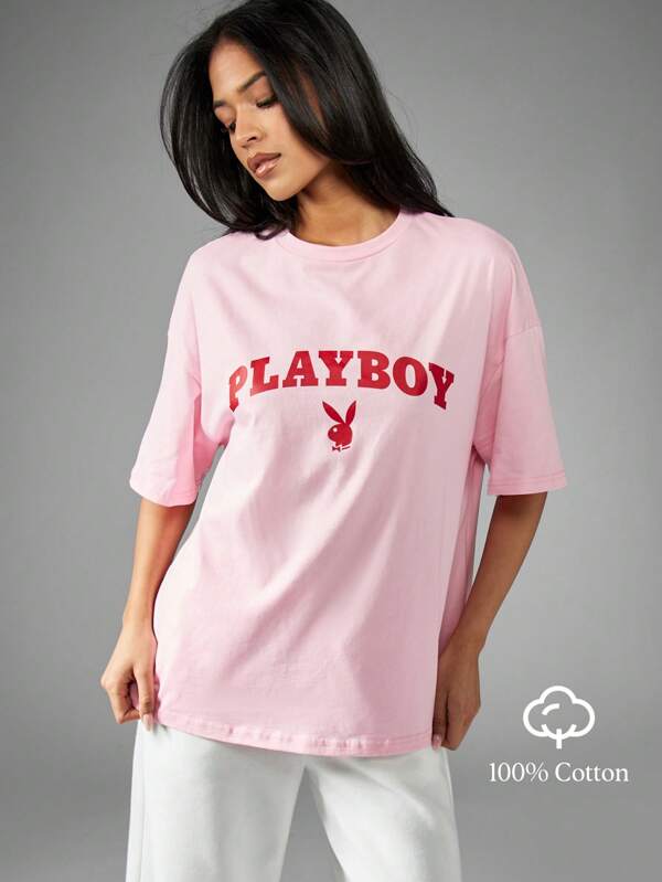 missguided Missguided x Playboy Oversized T-Shirt Retro Style Streetwear Comfort