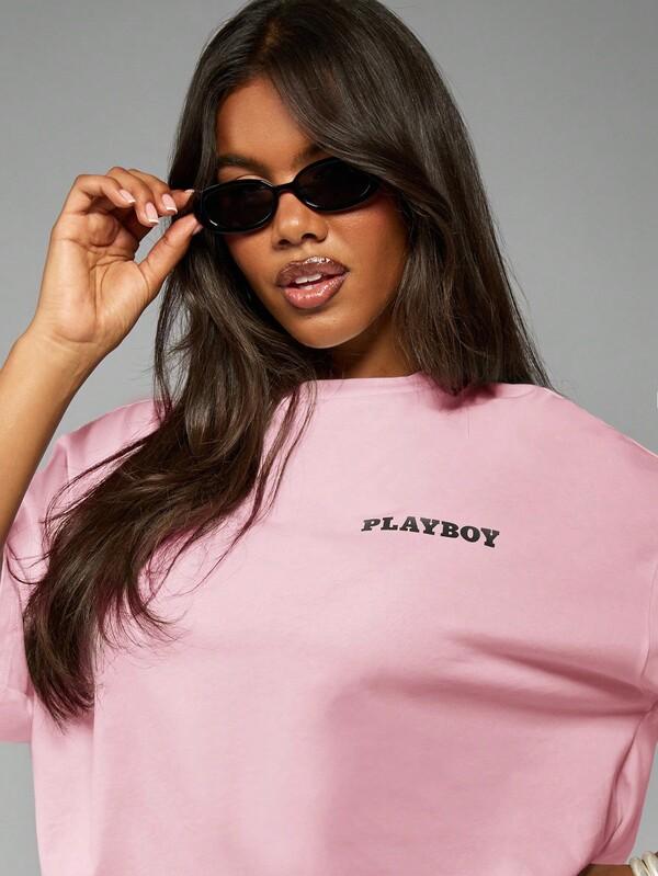 Missguided Missguided X Playboy Oversized T Shirt With Bunny Logo Print