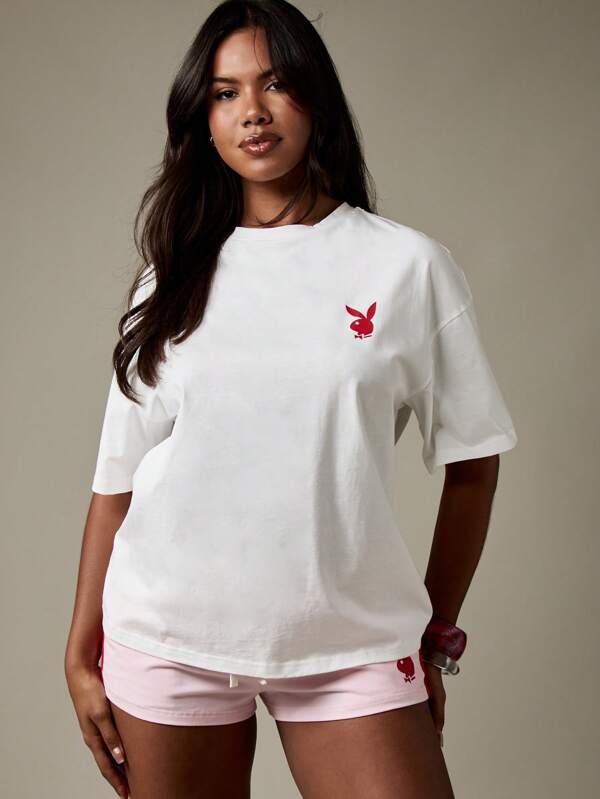 Missguided Missguided X Playboy Oversized T Shirt With Graphic Logo Print