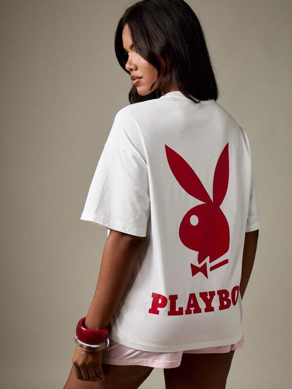 missguided Missguided x Playboy Oversized T Shirt With Graphic Logo Print