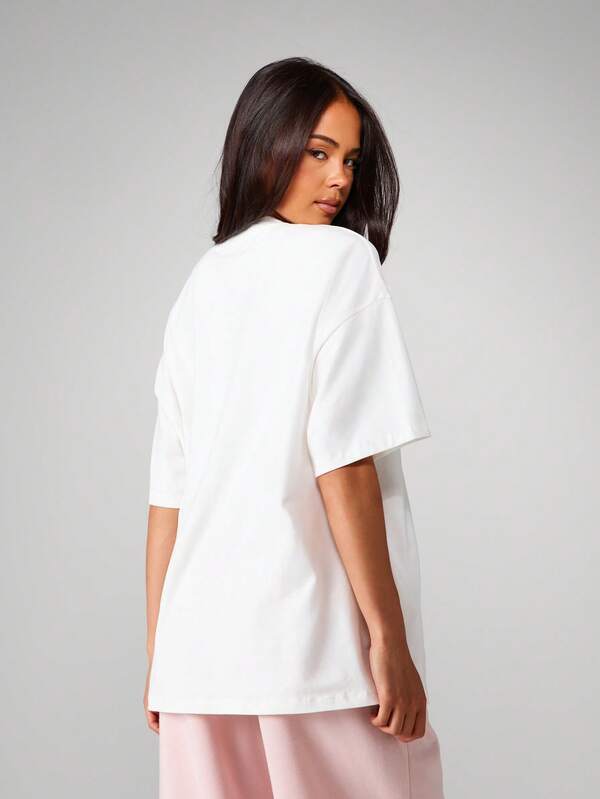 Missguided Missguided X Playboy Oversized T-Shirt With Pink Script Applique