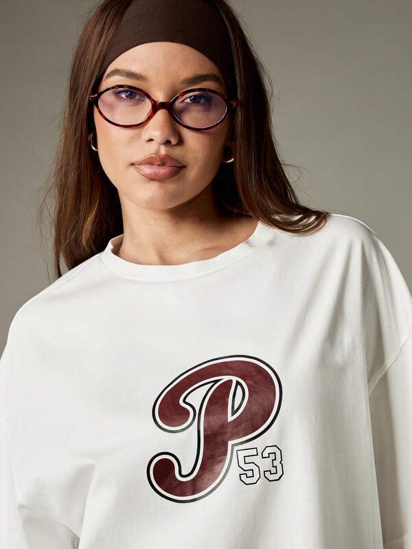Missguided Missguided X Playboy Oversized T-Shirt With Varsity Logo And Bunny Print