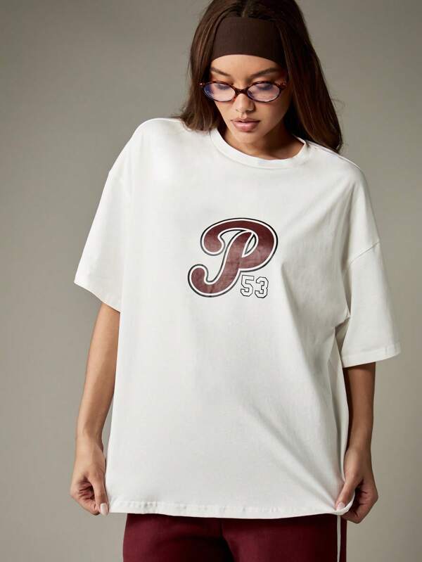 missguided Missguided x Playboy Oversized T-Shirt With Varsity Logo And Bunny Print