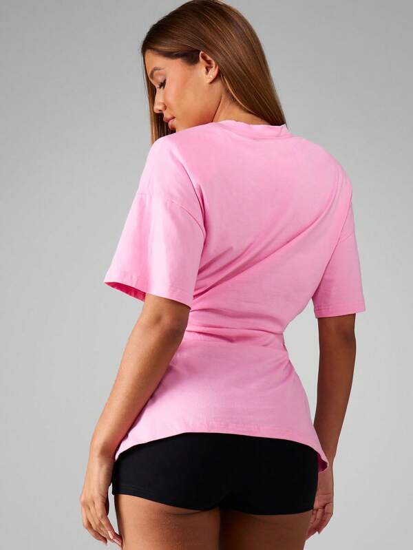 Missguided Missguided X Playboy Oversized Tee With Side Ruching Detail