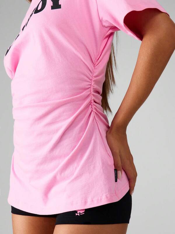 Missguided Missguided X Playboy Oversized Tee With Side Ruching Detail