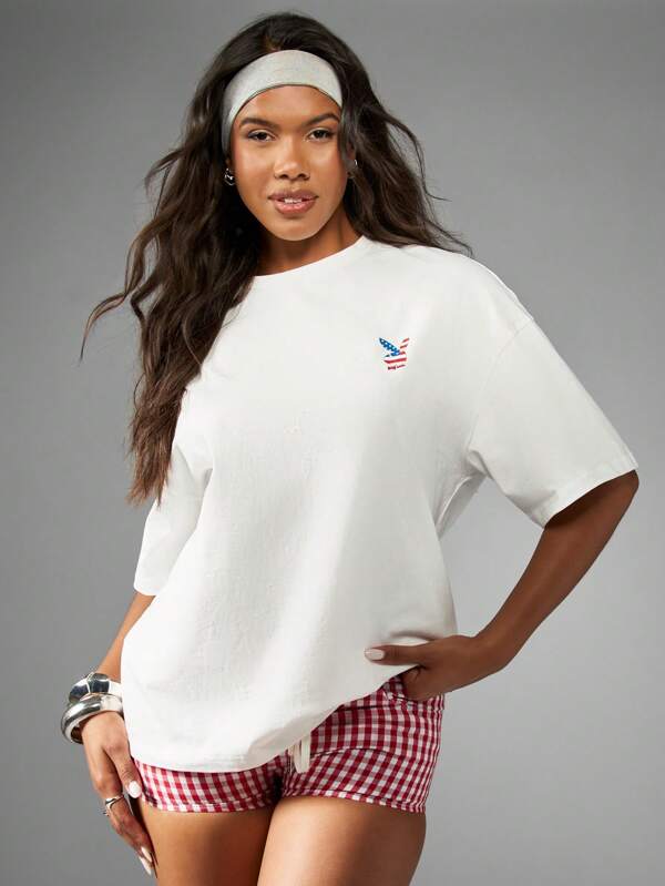 Missguided Missguided X Playboy Oversized USA Flag American Pride T-Shirt