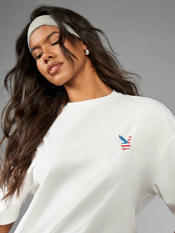 Missguided Missguided X Playboy Oversized USA Flag American Pride T-Shirt