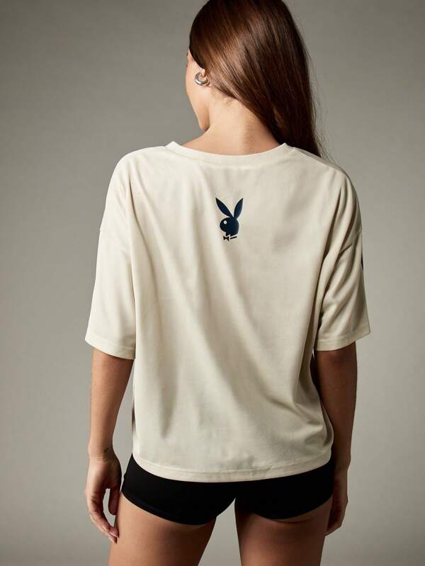 Missguided Missguided X Playboy Oversized V Neck Football Top With Stars