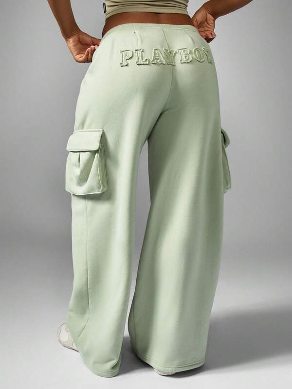 Missguided Missguided X Playboy Oversized Washed Cargo Joggers With Pockets