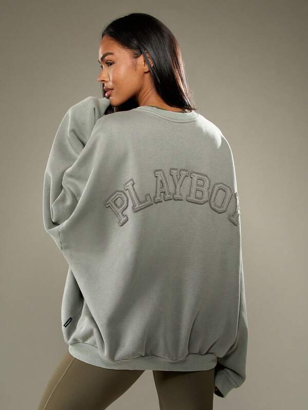 Missguided Missguided X Playboy Oversized Washed Graphic Sweatshirt With Numbers