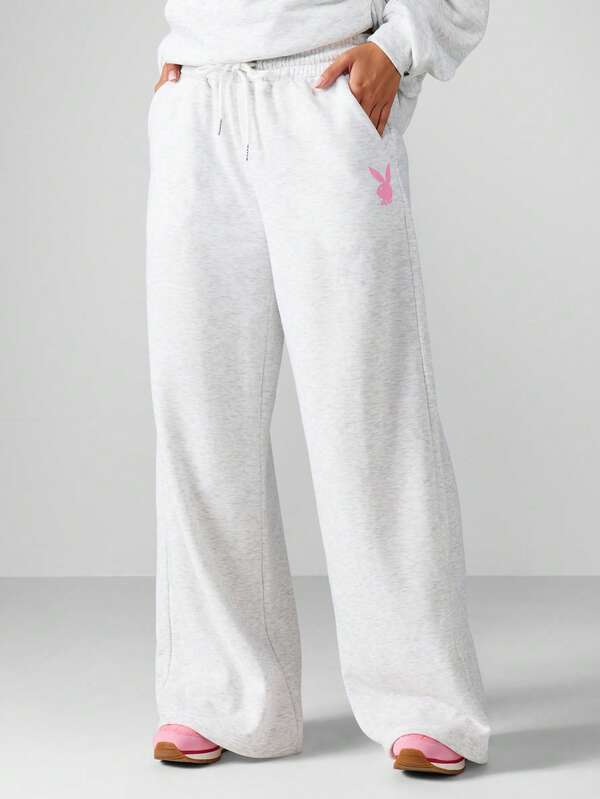 Missguided Missguided X Playboy Oversized Wide Leg Joggers With Drawstring
