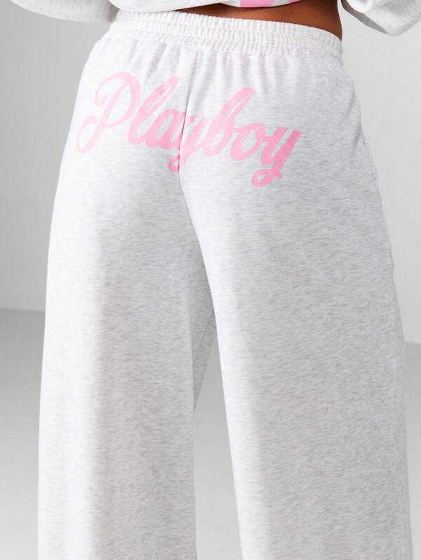 missguided Missguided x Playboy Oversized Wide Leg Joggers With Drawstring