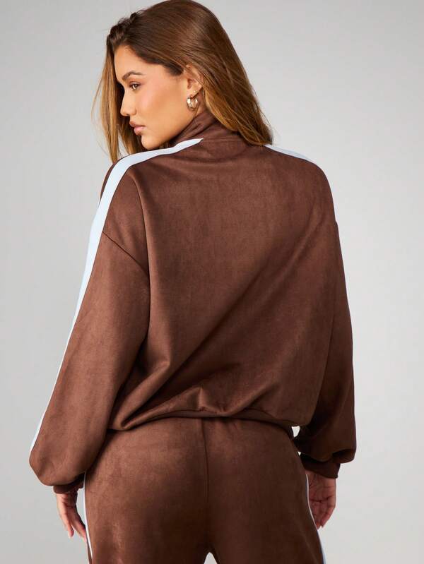 Missguided Missguided X Playboy Oversized Zip Up Sweatshirt With Side Stripes