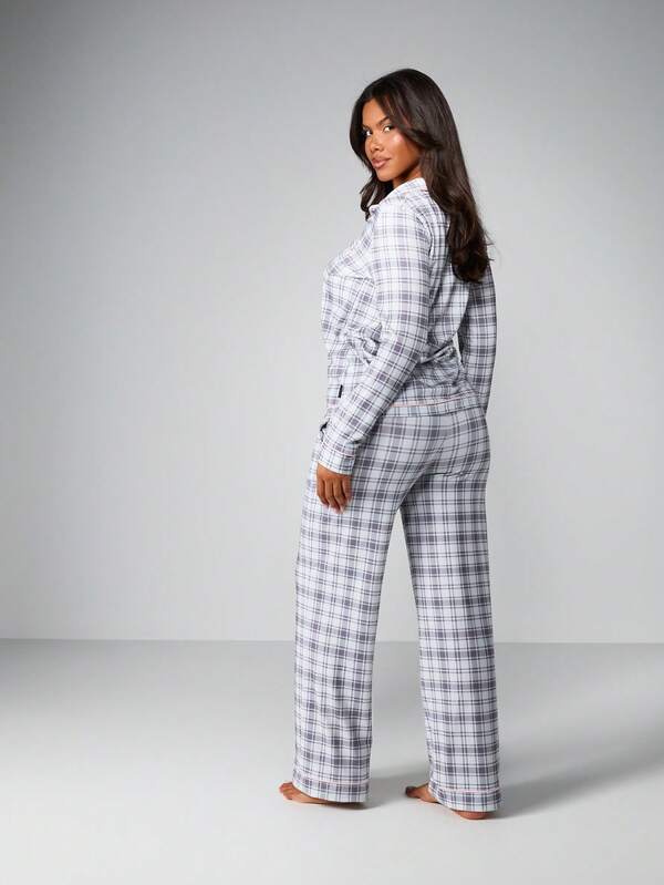 Missguided Missguided X Playboy Plaid Pajama Set With Button Front