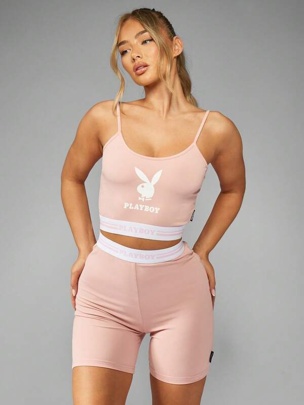 Missguided Missguided X Playboy Premium Studio Biker Set High Waisted Two Piece Outfit