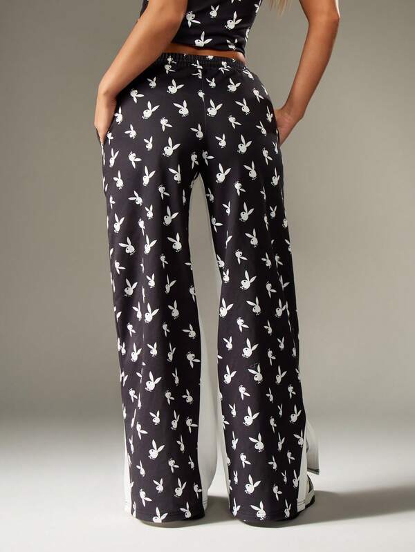 Missguided Missguided X Playboy Print Wide Leg Sweatpants
