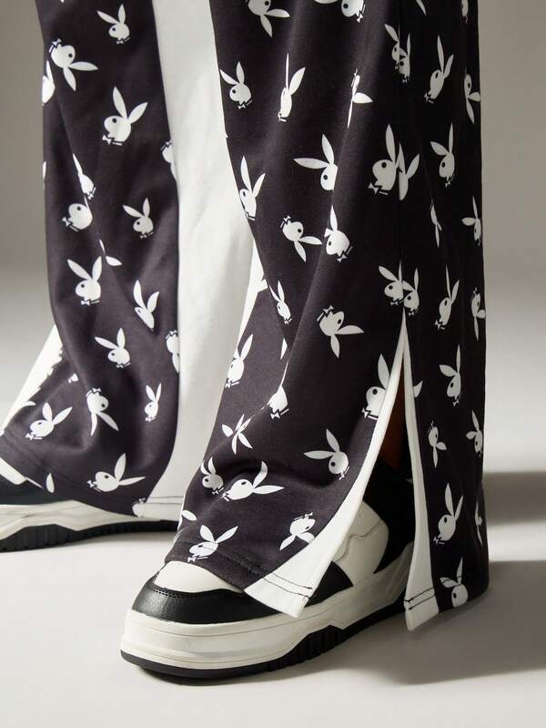 Missguided Missguided X Playboy Print Wide Leg Sweatpants