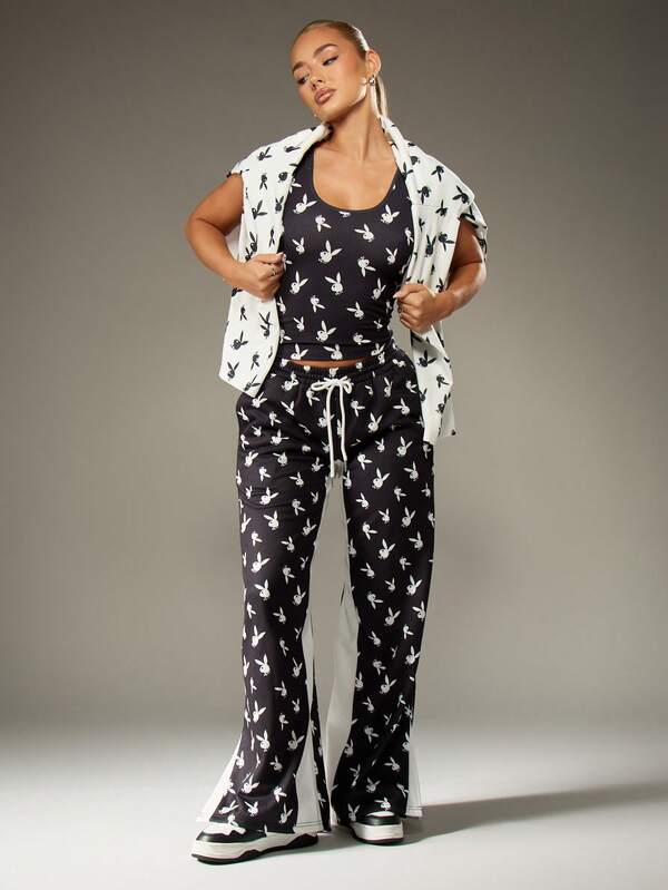 Missguided Missguided X Playboy Print Wide Leg Sweatpants