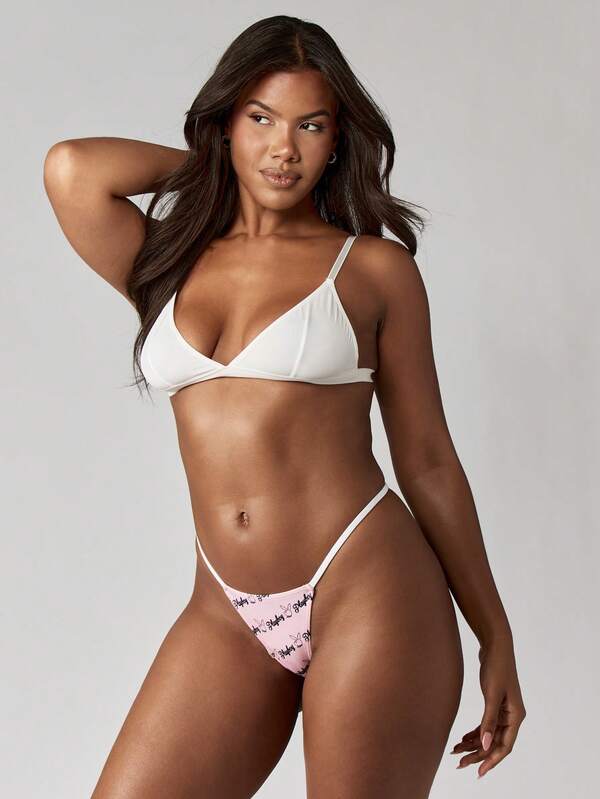 Missguided Missguided X Playboy Printed Thong Brief With Contrast Elastic Straps