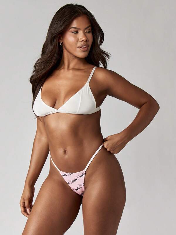 Missguided Missguided X Playboy Printed Thong Brief With Contrast Elastic Straps