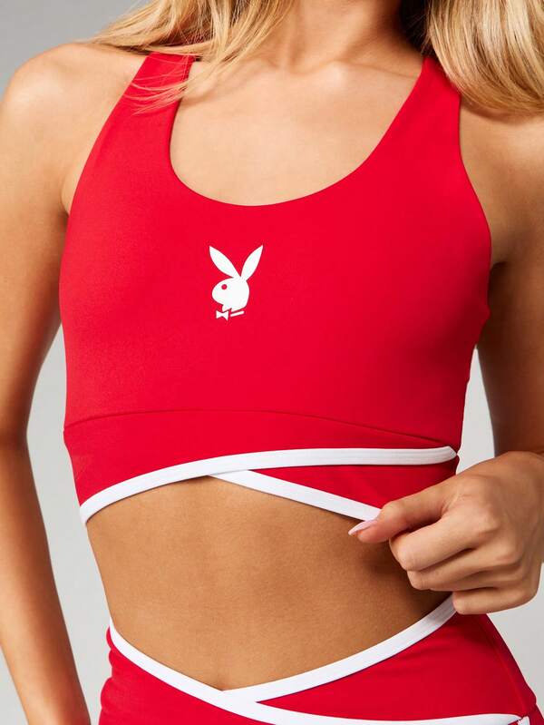 missguided Missguided x Playboy Racerback Sports Bra With Logo