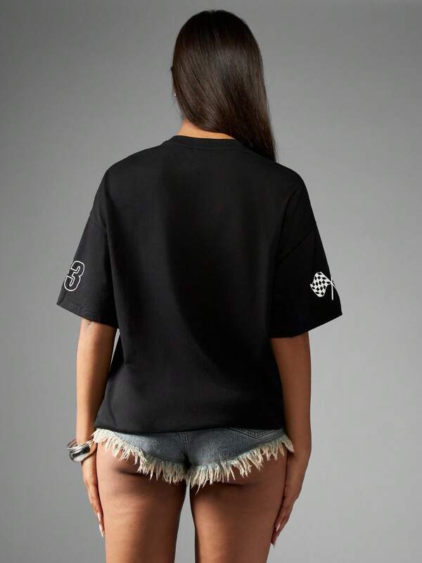 Missguided Missguided X Playboy Racing Club Motorsport Oversized Graphic Women T-Shirts