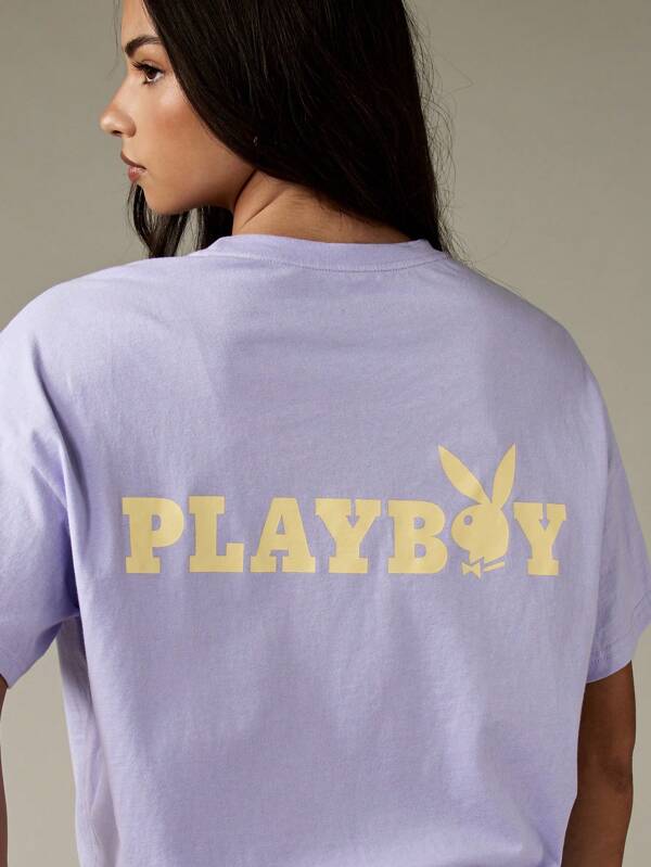 missguided Missguided x Playboy Relaxed Fit Graphic Basic T-Shirt