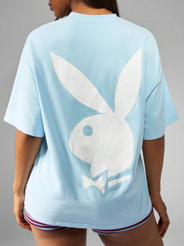 Missguided Missguided X Playboy Relaxed Fit Oversized Bunny Logo T-Shirt