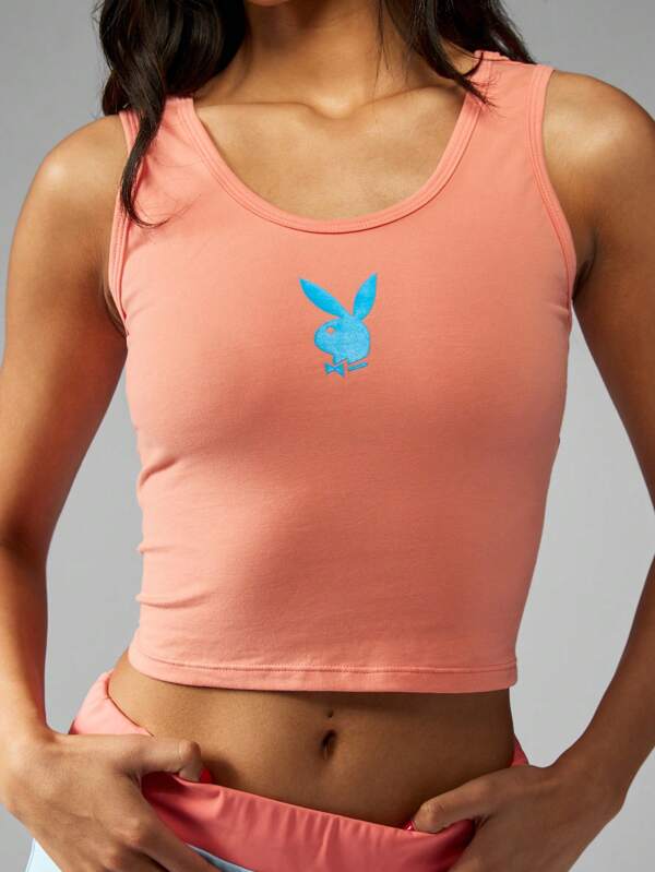 Missguided Missguided X Playboy Retro Bunny Logo Sleeveless Tank Crop Top