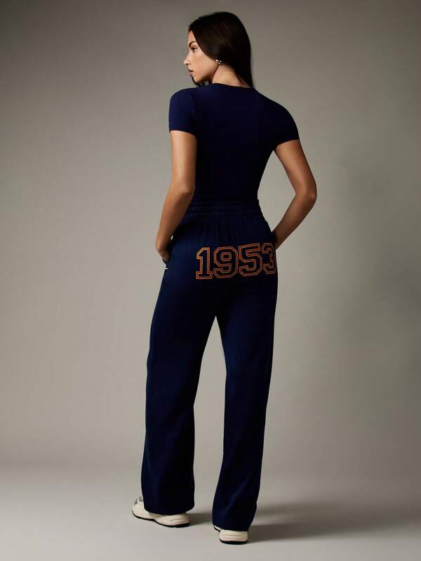 Missguided Missguided X Playboy Retro Collegiate Wide Leg Sweatpants Comfort Loungewear