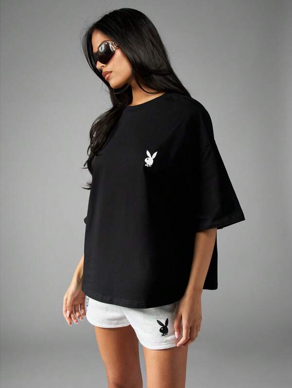 Missguided Missguided X Playboy Retro Oversized Graphic Print T-Shirt