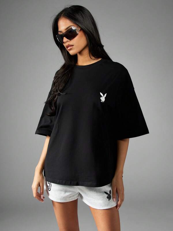 Missguided Missguided X Playboy Retro Oversized Graphic Print T-Shirt