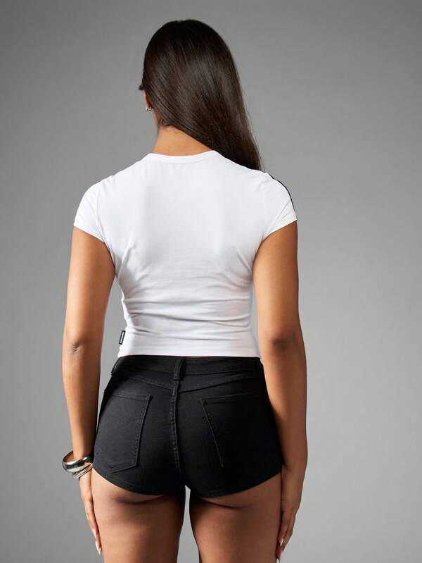 Missguided Missguided X Playboy Retro Racing Baby Tee Short Sleeve
