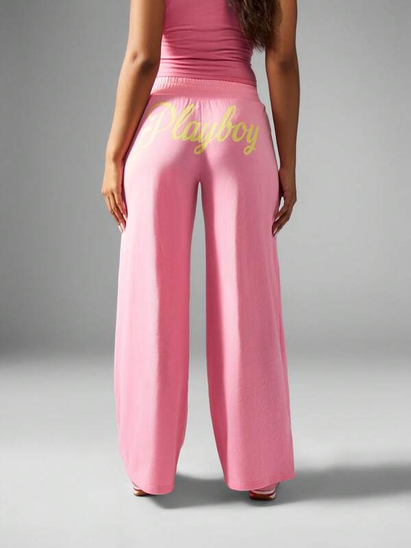 Missguided Missguided X Playboy Retro Style Wide Leg Loungewear Sweatpants