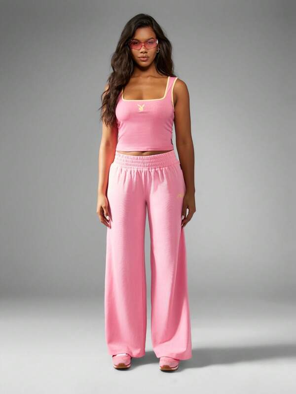 Missguided Missguided X Playboy Retro Style Wide Leg Loungewear Sweatpants