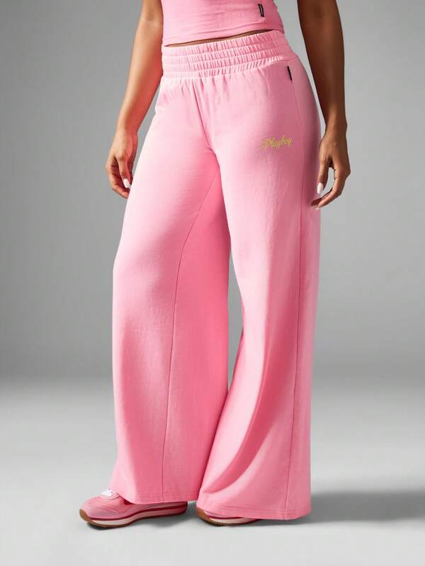 missguided Missguided x Playboy Retro Style Wide Leg Loungewear Sweatpants
