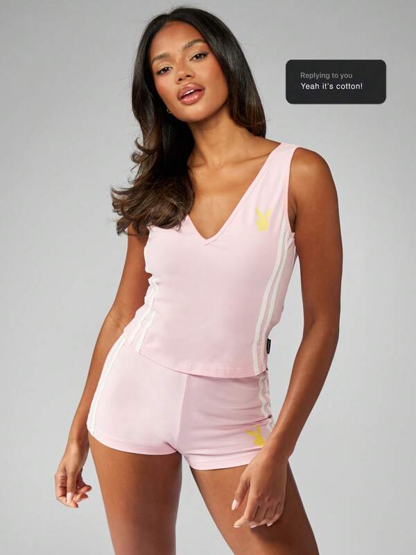 missguided Missguided x Playboy Retro V-Neck Slim Fit Tank Top