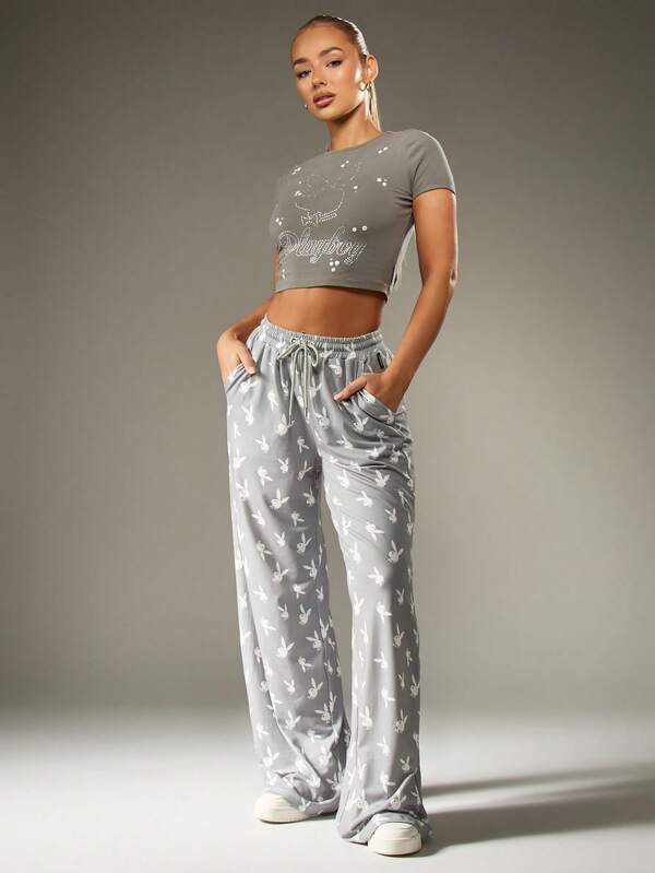 Missguided Missguided X Playboy Rhinestone Bunny Crop Top With Crystal Details