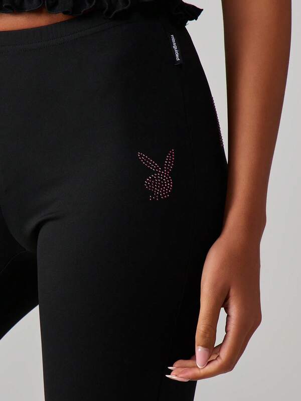 Missguided Missguided X Playboy Rhinestone Capri Leggings With Studded Details