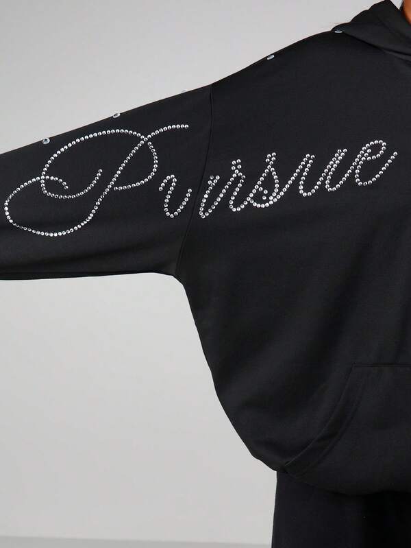 Missguided Missguided X Playboy Rhinestone Full Zip Hoodie With Drawstring